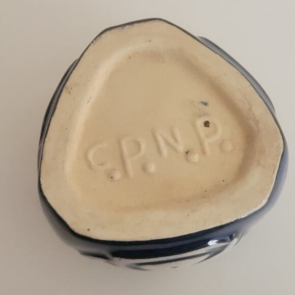 3 Wise Monkeys Hear Speak See No Evil Canadian Art Pottery Blue Vase Cup CPNP - Picture 6 of 8